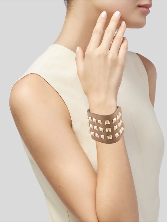 Valentino Jewelry - Valentino Rockstud Wide Cuff Beige